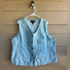 Vintage Denim&Co Light Wash Denim Button Down Vest Size 2x
